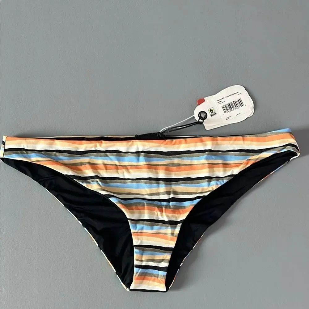 NWT PrAna Gemma Reversible Striped Multicolor Bikini Bottom Size L